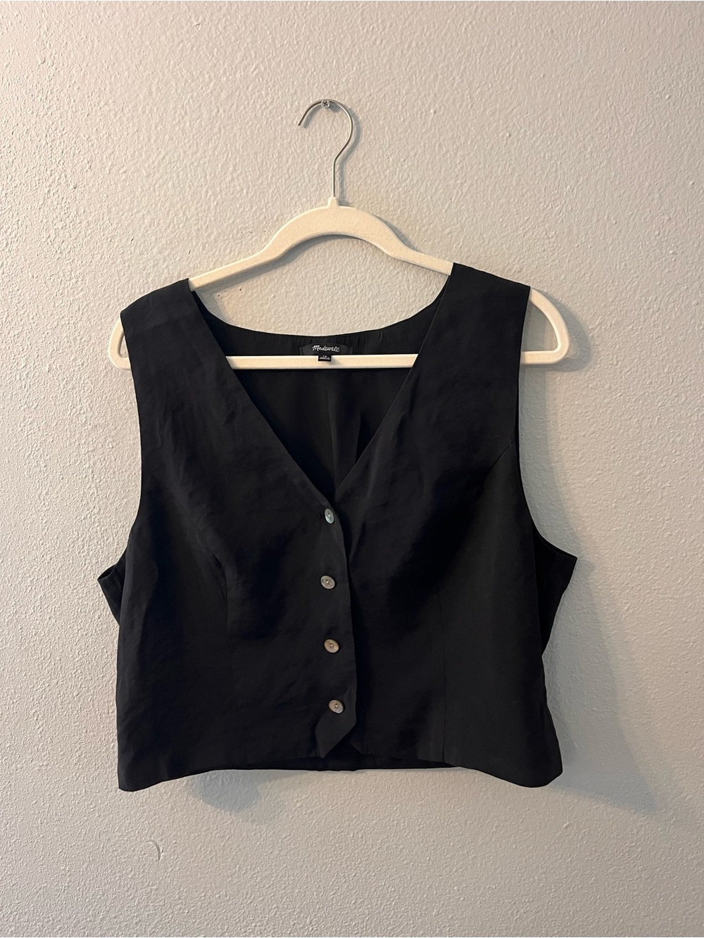 Madewell Black Tailored Button Vest Size 16